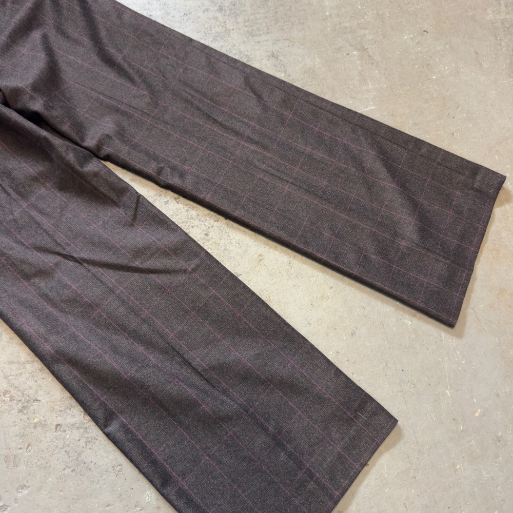 Banana Republic Martin Wool Trousers Brown Purple Windowpane Wide Leg Pants 10 - Picture 7 of 11
